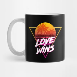 Love Wins - Proud Name Retro 80s Sunset Aesthetic Design Mug